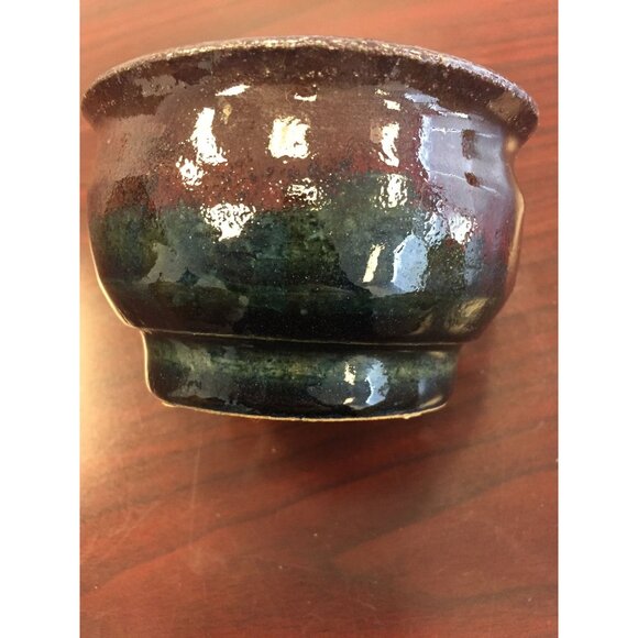 Vtg Handmade By Barbara Bingham Ceramic Brown Glazed Trinket Bowl 1970's Pottery - Picture 2 of 5